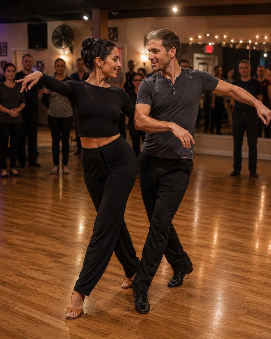 Rumba dance practice in our London studio